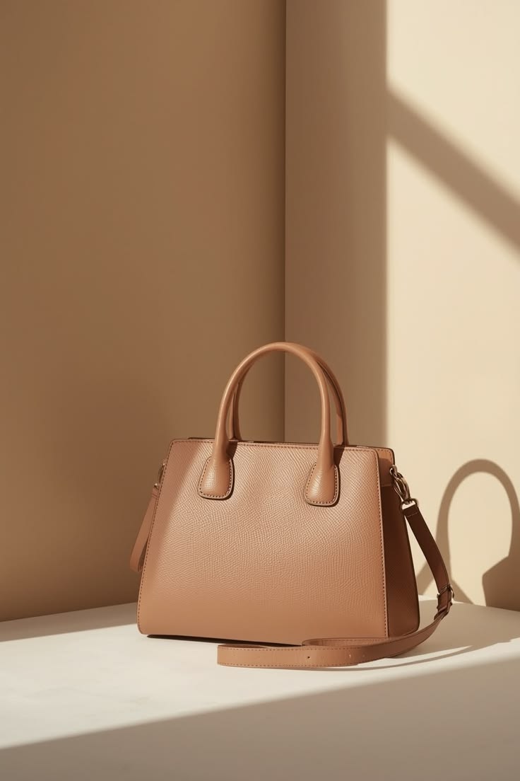 Beige Leather Handbag — Timeless Minimalism