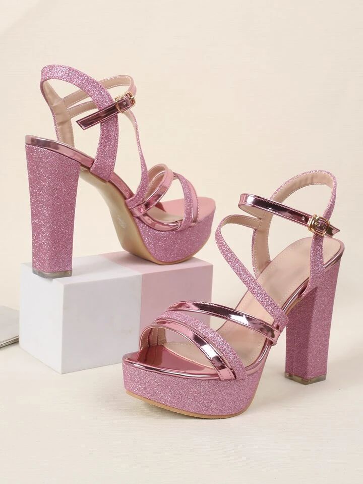 Mauve Shimmer Platform Heels