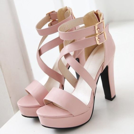 Rose Cross-Strap Platform Heels