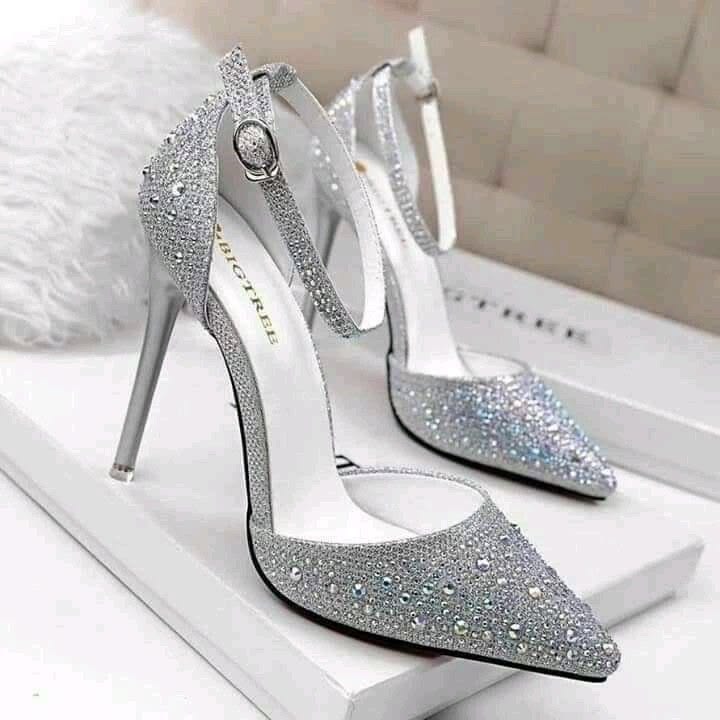 Silver Shimmer Ankle-Strap Pumps
