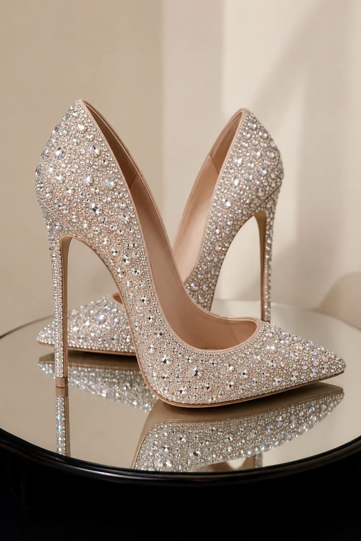 Champagne Crystal Evening Pumps