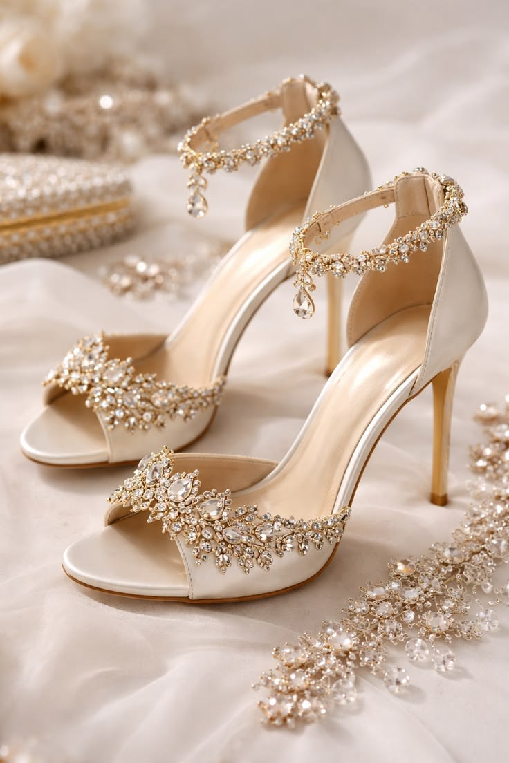 Ivory Floral Bridal Sandals