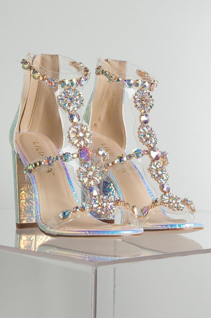 Iridescent Jewel Cage Sandals