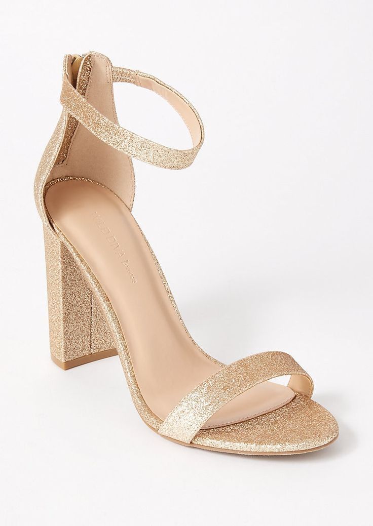 Champagne Minimalist Block Heel Sandals