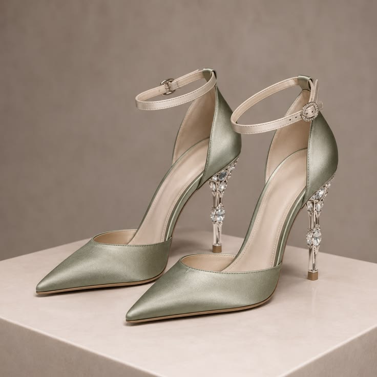 Sage Pointed Ankle-Strap Pumps