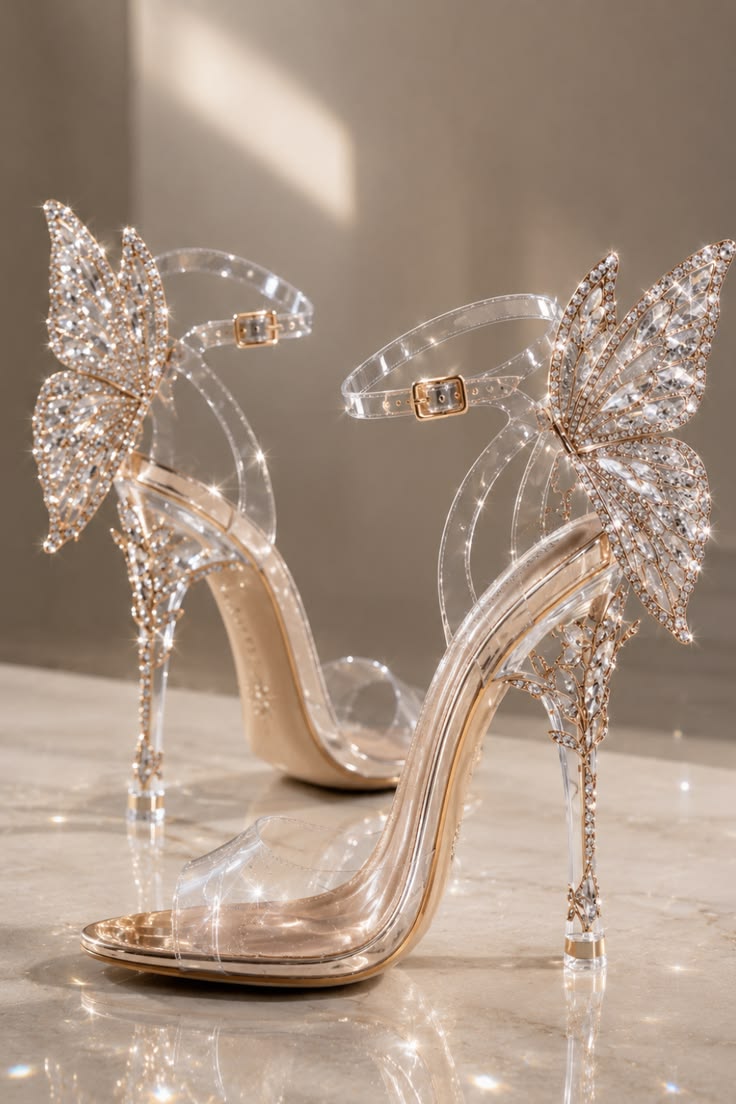 Crystal Butterfly Statement Heels