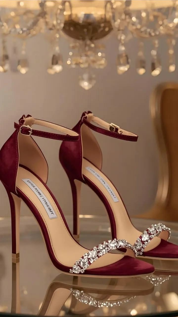 Burgundy Velvet Stiletto Heels