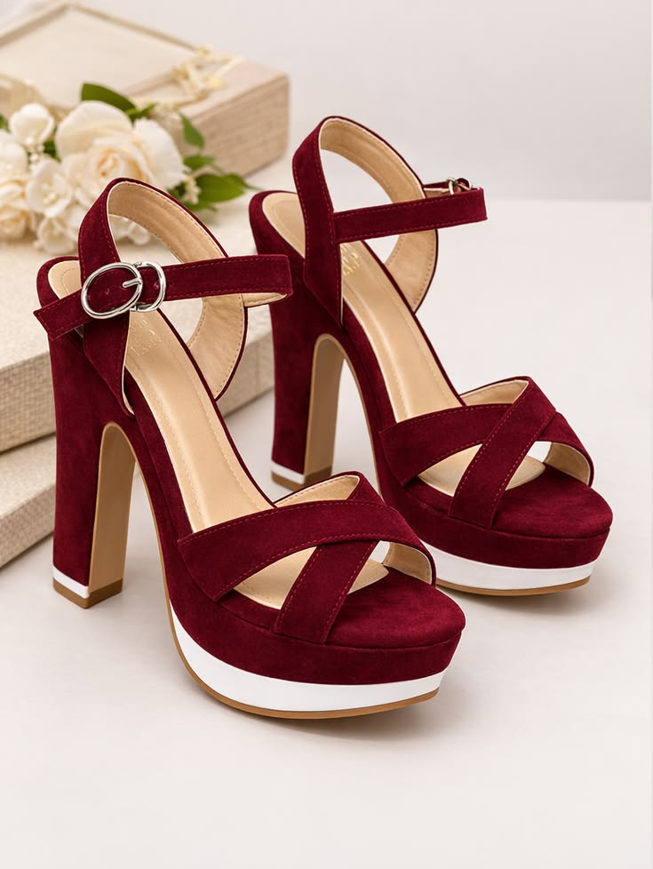Elegant Maroon Platform Heels