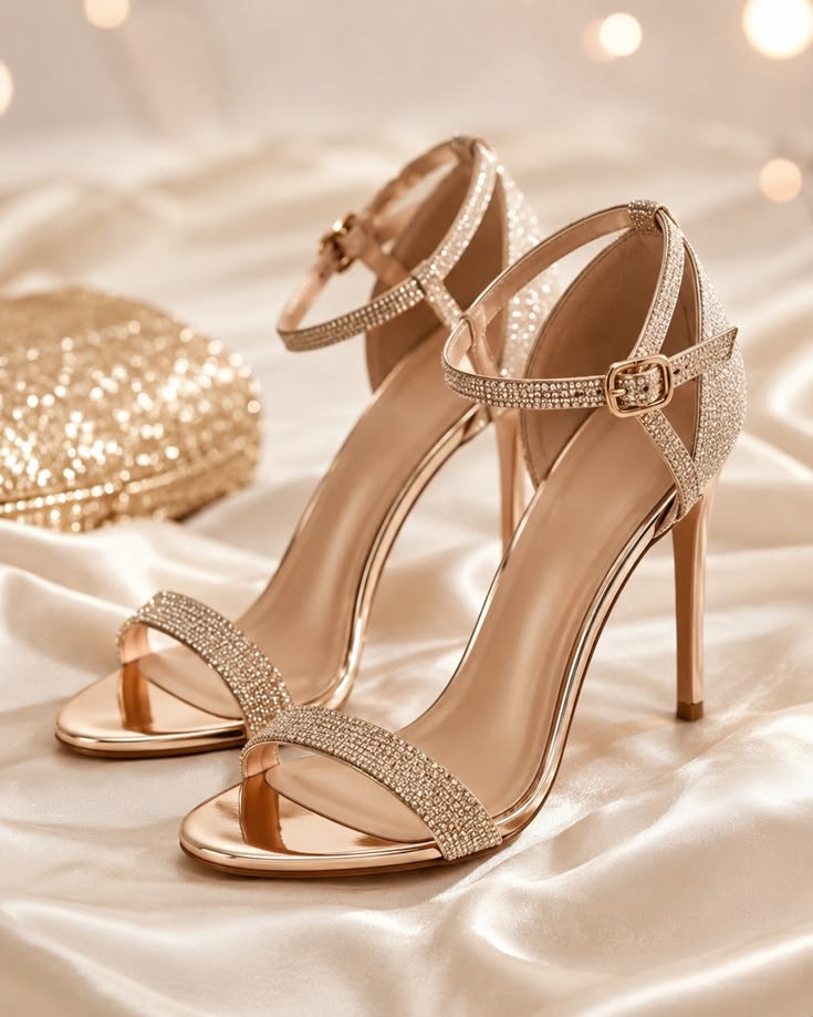 Champagne Crystal Party Sandals