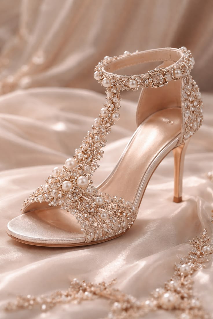Champagne Beaded Bridal Sandals
